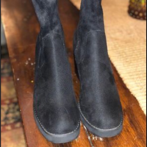 Petite Pointy Chunky Heel Side Zipper Suede Boots AS212